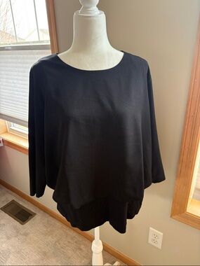 CAbi Black Boatneck Layered Tunic